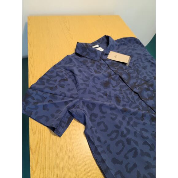 Nike SB Bowler Short-Sleeve Button Up Skate Shirt Blue Cheetah Print Size M New - Picture 5 of 6